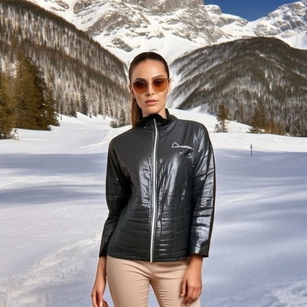 Glossy Ski Jacket HEAD Women’s Black Snow Jacket Zip Front Puffer Size M/L